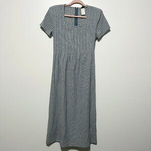 DBY Juniors Vintage Plaid Maxi Dress Size 7/8 Blue Prairie Farmhouse Cottagecore